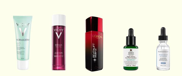 Normaderm Anti-Age, Vichy, Idealia, Vichy, Revitalift Лазер х3, L'Oreal Paris, Nightly refining micro-peel concentrate, Kiehl's, Retexturing Activator, SkinCeuticals