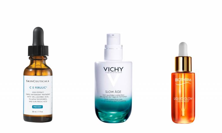 C E Ferulic, Skinceuticals Slow Age, Vichy Skin Best Liquid Glow, Biotherm