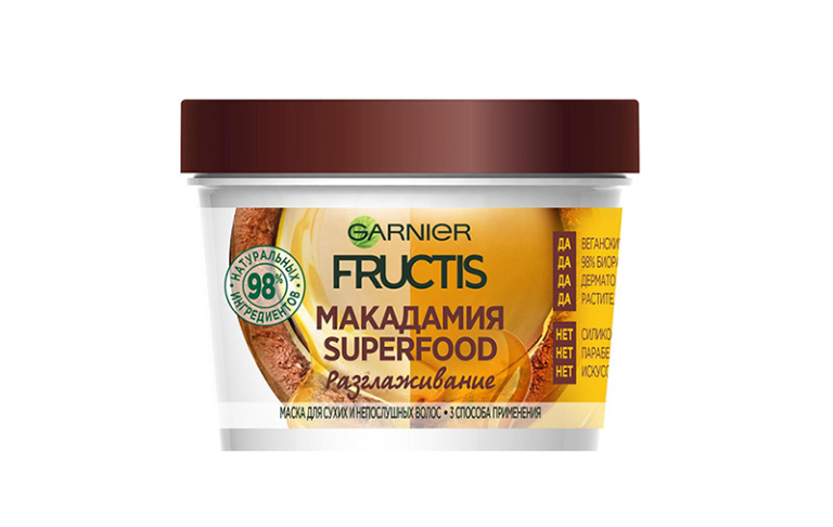 Маска для сухих непослушных волос «Макадамия. Разглаживание», Fructis Superfood, Garnier