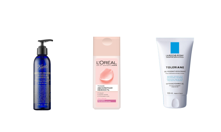 Recovery Botanical Cleansing Oil, Kiehl's Тоник «Абсолютная нежность», L'Oreal Paris Toleriane Gel, La Roche-Posay