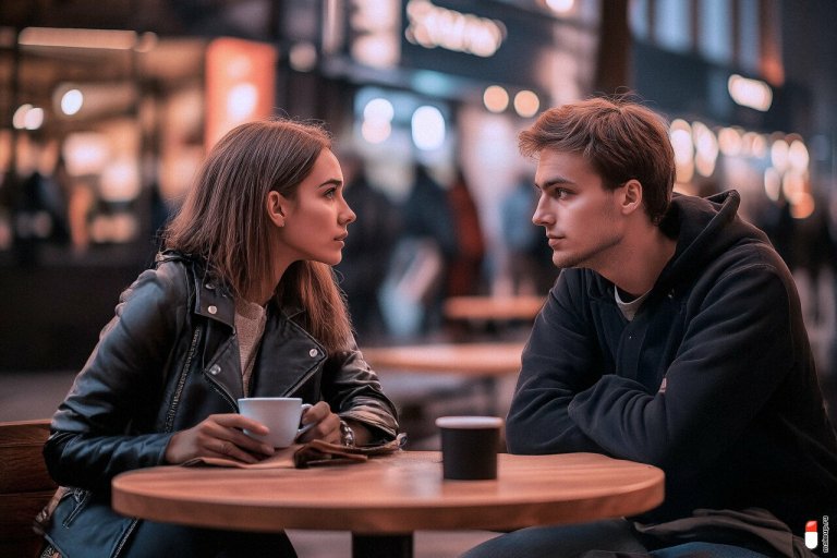 paren i devushka sidyat v kafe