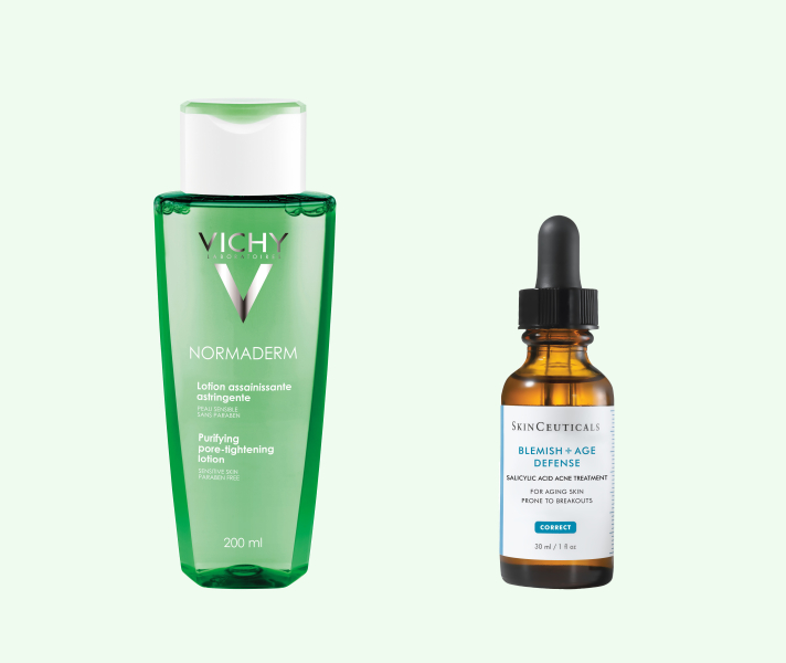 Средства против акне с AHA-кислотами Vichy, Skinceuticals