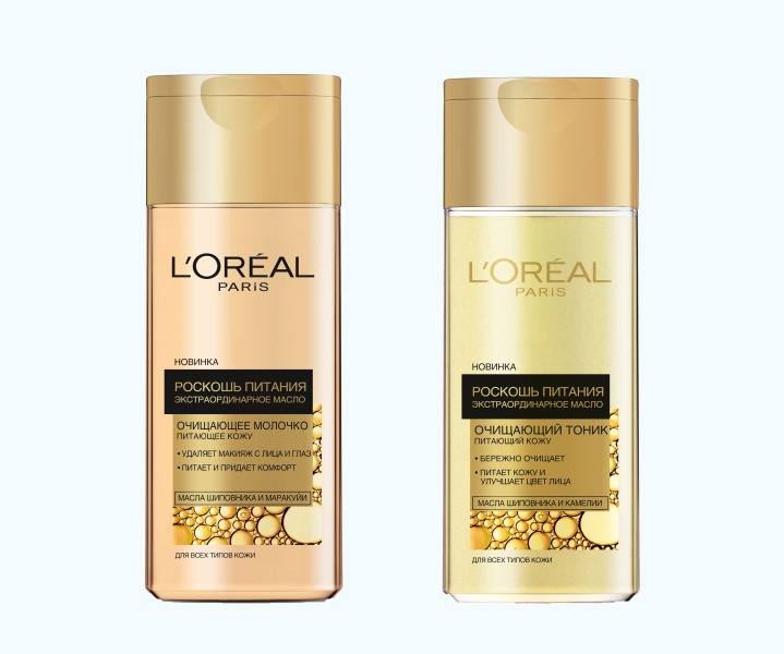 Молочко и тоник для снятия макияжа «Роскошь питания», L'Oreal Paris
