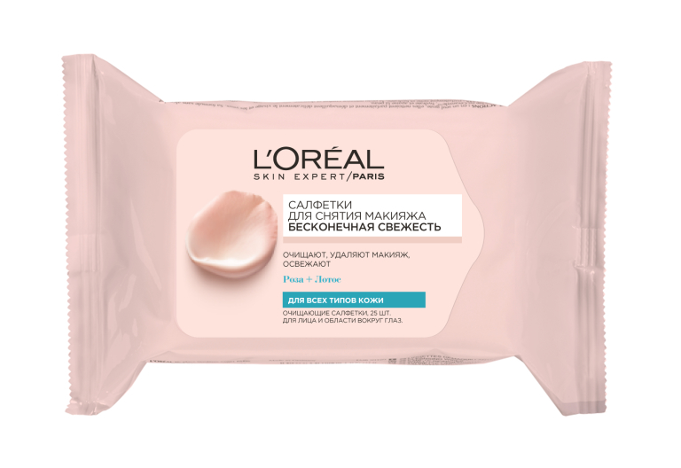 Очищающие салфетки «Бесконечная свежесть», L'Oreal Paris