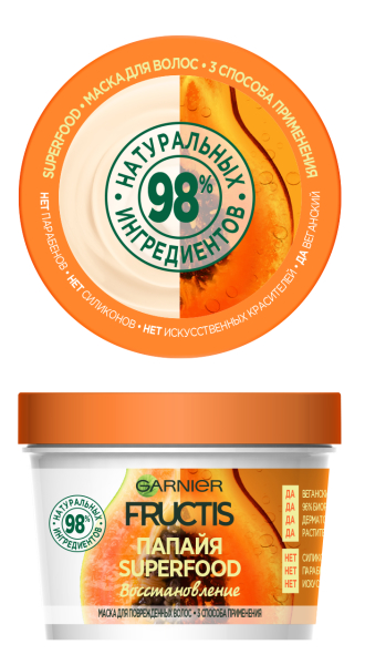 Восстанавливающая маска для волос Fructis SuperFood Папайя