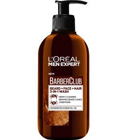 L'Oreal Paris Men Expert Barber Club Очищающий гель 3 в 1 для Бороды + Лица + Волос, с маслом кедрового дерева, 200 мл