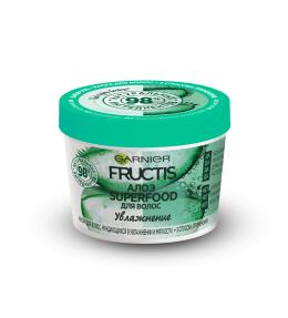Garnier Fructis Маска для волос 3в1 Фруктис, Superfood Алоэ, для волос, нуждающихся в увлажнении и мягкости, 390 мл, без парабенов, силиконов и искусственных красителей