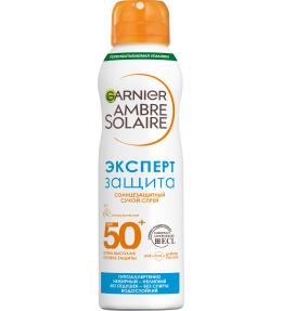 Фото продукта: Garnier Солнцезащитный сухой спрей Ambre Solaire "Эксперт Защита", для светлой кожи, гипоаллергенный,SPF 50,200мл