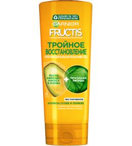 Фото продукта: Garnier Fructis Укрепляющий бальзам-ополаскиватель Фруктис, Тройное Восстановление, для сухих и ломких волос, 387 мл