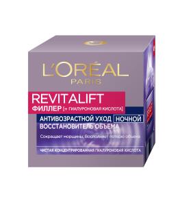 Фото продукта: L'Oreal Paris Ночной антивозрастной крем "Ревиталифт Филлер [ha]" против морщин для лица, 50 мл