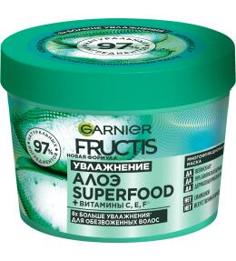 Фото продукта: Garnier Fructis Маска для волос 3в1 Фруктис, Superfood Алоэ, для волос, нуждающихся в увлажнении и мягкости, 390 мл, без парабенов, силиконов и искусственных красителей