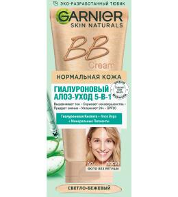 Фото продукта: Garnier BB Крем Гиалуроновый Алоэ-уход 5-в-1, для нормальной кожи, с гиалуроновой кислотой, алоэ вера и минеральными пигментами, увлажняющий, SPF 20, 50 мл