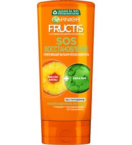 Фото продукта: Garnier Fructis Укрепляющий бальзам для волос Фруктис, SOS Восстановление для поврежденных волос, с маслом амлы и кератином, 200 мл