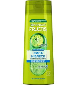 Фото продукта: Garnier Fructis Шампунь для волос, Фруктис, Сила и Блеск, укрепляющий, для нормальных волос, 400 мл с Экстрактом Грейпфрута и витаминами