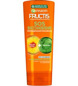 Фото продукта: Garnier Fructis SOS Восстановление Бальзам-ополаскиватель для поврежденных волос с кератином для укрепления, восстановления блеска и легкого расчесывания , 387 мл.