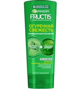 Фото продукта: Garnier Fructis Укрепляющий бальзам-ополаскиватель Фруктис, Огуречная Свежесть, для волос, склонных к жирности, 387 мл