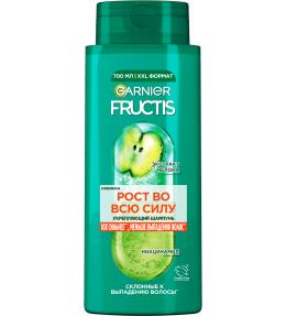 Фото продукта: Garnier Fructis Укрепляющий шампунь "Фруктис Рост во всю Силу", для ослабленных волос, склонных к выпадению, 700 мл