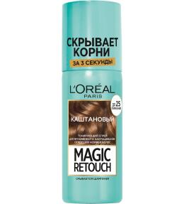 Фото продукта: L'Oreal Paris Тонирующий спрей для мгновенного закрашивания отросших корней Magic Retouch, оттенок Каштановый, 75 мл