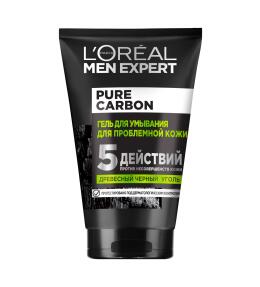 Фото продукта: L'Oreal Paris Очищающий Гель для умывания Men Expert 5 действий против проблем кожи с черным углем, 100 мл