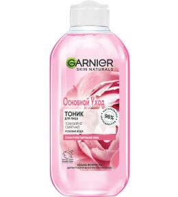 Фото продукта: Garnier Тоник для лица "Основной уход, Розовая вода", успокаивающий, витаминный, для сухой и чувствительной кожи, 200 мл