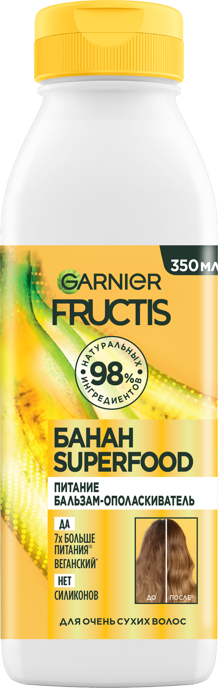 Фото продукта: Garnier Fructis бальзам-ополаскиватель Банан Superfood Питание для очень сухих волос, 350 мл