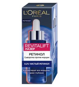Фото продукта: L'Oreal Paris Ночная сыворотка Revitalift Лазер, 0,2% чистый ретинол от всех видов морщин, даже глубоких, 30 мл.