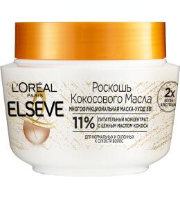 Фото продукта: L'Oréal Paris Elseve Многофункциональная Маска 5в1 Роскошь Кокосового Масла для нормальных и склонных к сухости волос, 300 мл