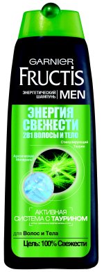 Фото продукта: Garnier Fructis Шампунь и гель для душа 2 в 1 "Фруктис Men, Энергия свежести", 250 мл