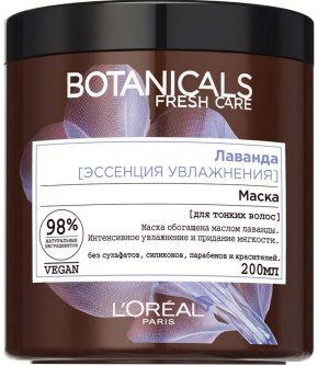 Фото продукта: L'Oreal Paris Маска для волос "Botanicals, Лаванда", для тонких волос, увлажняющая, 200 мл, без парабенов, силиконов и красителей