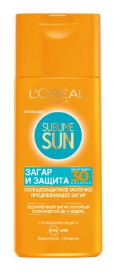 Фото продукта: L'Oreal Paris Солнцезащитное молочко, продлевающее загар Sublime Sun "Загар и Защита", водостойкое, SPF 30, 200мл