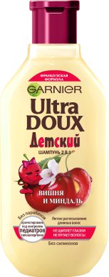 Фото продукта: Garnier Botanic Therapy Детский Шампунь 2в1 "Вишня и миндаль" легкое расчесывание длинных волос, 250 мл