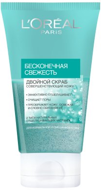 Фото продукта: L'Oreal Paris Двойной скраб для лица "Бесконечная свежесть" для нормальной и смешанной кожи, 150мл
