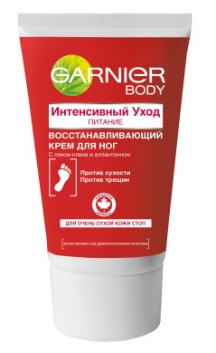 Фото продукта: Garnier Крем для ног Интенсивный уход, Питание с соком клена и аллантоином, восстанавливающий, для сухой кожи стоп, 100 мл