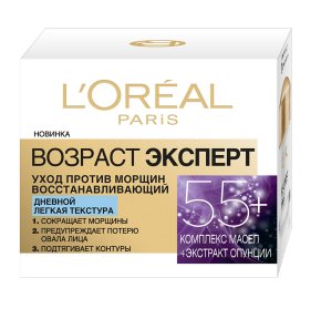 Фото продукта: L'Oreal Paris Дневной антивозрастной крем "Возраст эксперт 55+" против морщин для лица, легкая текстура, восстанавливающий, 50 мл