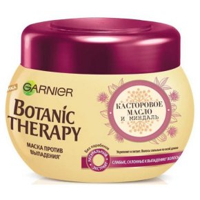 Фото продукта: Garnier Маска для волос "Botanic Therapy, Касторовое масло и миндаль" для ослабленных волос, склонных к выпаданию, 300 мл