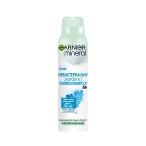 Фото продукта: Garnier Дезодорант-антиперспирант спрей для тела Mineral Антибактериальный эффект 48ч, женский, 150 мл