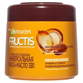 Фото продукта: Garnier Fructis  Масло-Маска 3 в 1 Фруктис, Тройное Восстановление с маслами для очень сухих и поврежденных волос, 300 мл