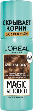 Фото продукта: L'Oreal Paris Тонирующий спрей для мгновенного закрашивания отросших корней Magic Retouch, оттенок Каштановый, 75 мл