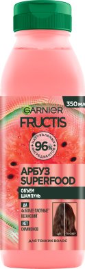 Фото продукта: Garnier Fructis шампунь "Фруктис, Superfood Арбуз", объем, для тонких волос, 350 мл