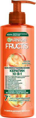 Фото продукта: Garnier Fructis Комплексный несмываемый крем-уход SOS Кератин 10в1, 400 мл