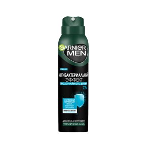 Фото продукта: Garnier Дезодорант-антиперспирант спрей для тела Men Антибактериальный эффект 72ч, мужской, 150 мл