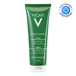 Фото продукта: VICHY NORMADERM Средство 3-в-1 Гель-Скраб-Маска для интенсивного очищения жирной проблемной кожи, 125 мл