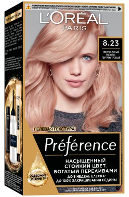 Фото продукта: L'Oreal Paris Стойкая краска для волос Preference, оттенок 8.23 Светло-русый розово-перламутровый
