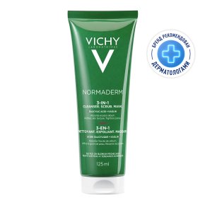 Фото продукта: VICHY NORMADERM Средство 3-в-1 Гель-Скраб-Маска для интенсивного очищения жирной проблемной кожи, 125 мл