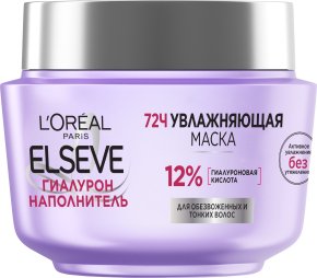 Фото продукта: L'Oreal Paris Увлажняющая Маска "Elseve, Гиалурон Наполнитель", для обезвоженных и тонких волос, с гиалуроновой кислотой, 300 мл