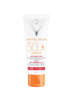 Фото продукта: VICHY CAPITAL SOLEIL Антивозрастной уход 3 в 1 с антиоксидантами SPF 50+, 50 мл