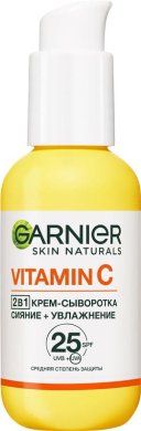 Фото продукта: Garnier Крем-сыворотка с витамином С для лица "2 в 1 Супер Сияние" SPF 25, 50 мл.