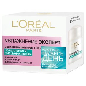 Фото продукта: L'Oreal Paris Крем-гель для лица "Увлажнение Эксперт" увлажняющий, для нормальной и смешанной кожи, 50 мл