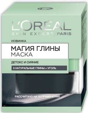 Фото продукта: L'Oreal Paris Маска для лица "Магия Глины" Детокс и сияние, с углем, для всех типов кожи, 50 мл
