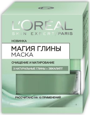 Фото продукта: L'Oreal Paris Маска для лица "Магия Глины" Очищение и Матирование, с эвкалиптом, для комбинированной и жирной кожи, 50 мл
